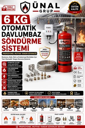 6 kg Davlumbaz Yangın Söndürme Sistemi Otomatik Mutfak Güvenliği Araç Oto Muayene