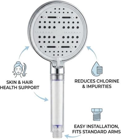 Multi 6 Fonksiyonlu Spa Etkili Filtreli Duş Başlığı Yüksek Basınçlı Su Tasarruflu Klor ve Kireç Önleyici El Duşu, Handshower (Art Deco)