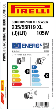 Pirelli 235/55R19 105W Xl J Lr Scorpıon Zero All Season B-C-72 4 Mevsim Suv Lastiği (Üretim Yılı: 2026)