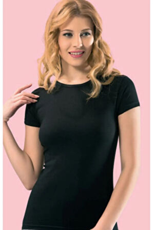 Kadın Beyaz Likralı Kısa Kol Atlet