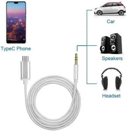 TAK ÇALIŞTIR Type C Aux ses Kablosu PD Aux Çevirici cep telefonları tabletler araba teypleri speaker hoparlör bilgisayar mac BÜTÜN TYPE C SES ÇIKIŞLI CİHZLARA UYUMLU VE TAK VE DİREK KULLAN !!! 030