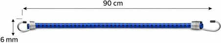 BAGAJ LASTİĞİ 3’LÜ SET 90 cm 6mm, Dolamaçlı Elastik Kordon, Çelik Kancalı, Yüksek Dayanımlı, Güvenli Yük Sabitleme İçin Profesyonel Kullanım