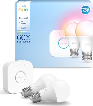 Philips Hue Essential 2'li E27 Ampul Başlangıç Seti 806 Lumen - 15.000 Saat Ampul Kullanım Ömrü