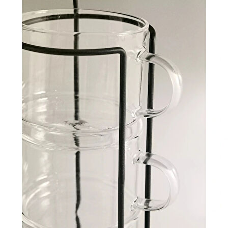 MDB Standlı Borosilikat 4'lü Fincan Seti