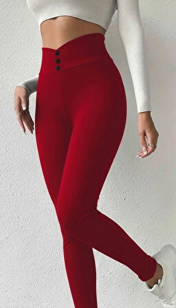 MDB Kadın Yüksek Bel önden Düğmeli Dalgıç Tayt