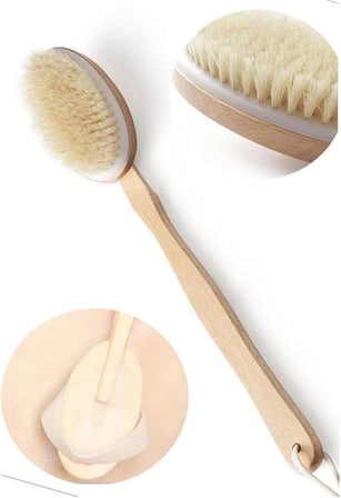 At Kılı Banyo Fırçası Saplı Doğal Selülit Karşıtı Sapı Çıkabilen Ahşap