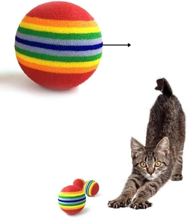 Sünger Kedi Köpek Çiğneme Ve Oyun Topu 4 Adet Diş Çıkarma Interaktif Oyuncak Kedi Topu Kedi Oyuncağı