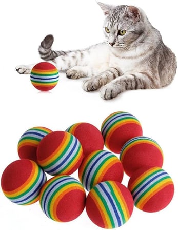 Sünger Kedi Köpek Çiğneme Ve Oyun Topu 4 Adet Diş Çıkarma Interaktif Oyuncak Kedi Topu Kedi Oyuncağı
