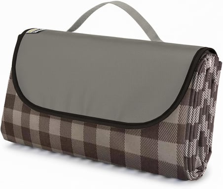 Piknik Örtüsü, Çanta Kamp Matı, Plaj Matı, Piknik Yer Örtüsü, Seyahat, Kamp, Outdoor, Park Çim Kum Tutmaz, Su Geçirmez, Kullanışlı Çanta Model, Katlanabilir 200x150cm - Kahve Ekose