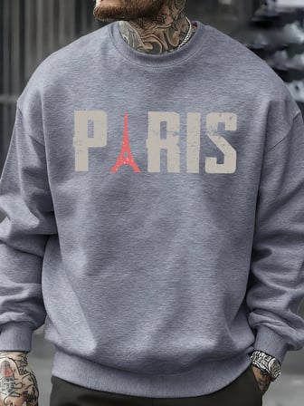 Ünlü Paris Kulesi Desen Kazak Erkekler O-Boyun Giysileri Sonbahar Polar Retro Kazak Gevşek Un