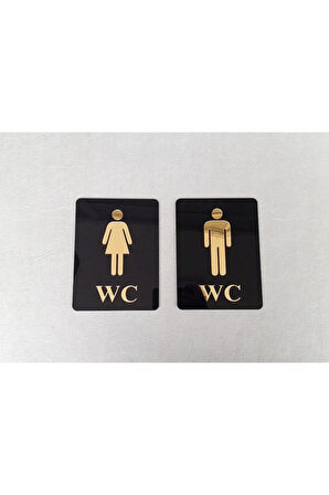 “Gold Pleksi WC Kapı Tabelası (Kadın & Erkek)”