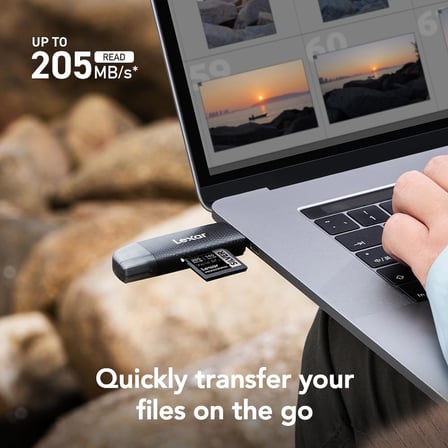 Çift Yuvalı USB-A/C Okuyucu, 205MB/s'ye kadar Aktarım Hızı, SD ve microSD Kartları (LRW310X-BNBNG) destekler