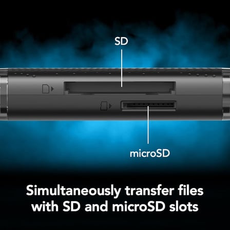 Çift Yuvalı USB-A/C Okuyucu, 205MB/s'ye kadar Aktarım Hızı, SD ve microSD Kartları (LRW310X-BNBNG) destekler