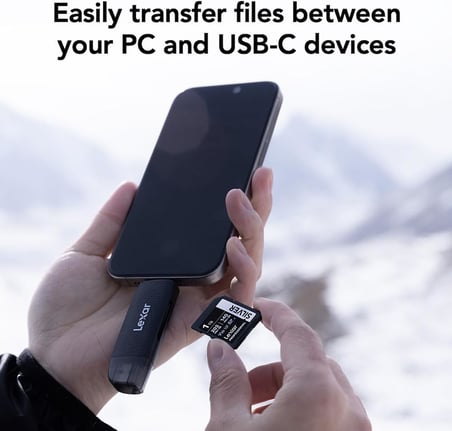 Çift Yuvalı USB-A/C Okuyucu, 205MB/s'ye kadar Aktarım Hızı, SD ve microSD Kartları (LRW310X-BNBNG) destekler