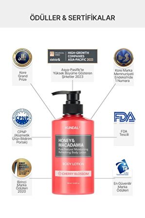 Nemlendirici ve Besleyici Vücut Losyonu KUNDAL Honey & Macadamia Pure Body Lotion (Cherry Blossom)