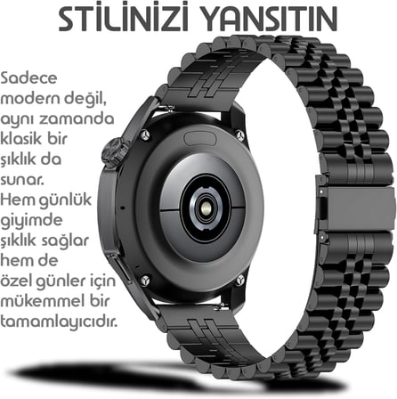 Huawei ile Uyumlu Prestige Model 22mm Çelik Kordon GT6/GT6 Pro/GT5/GT5 Pro/GT4/GT3/GT3 Pro/GT2/GT2 Pro 46mm için Katlanır Toka Mekanizmalı Paslanma Yapmayan Metal GT6 46mm Kordon