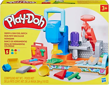 Play-Doh Damgala ve Kes Alet Tezgâhı Oyun Seti | 3 Yaş ve Üzeri Kız ve Erkek Çocuklar İçin İnşaat Temalı Oyuncak | Çocuklar İçin Sanat ve El İşi Etkinlikleri
