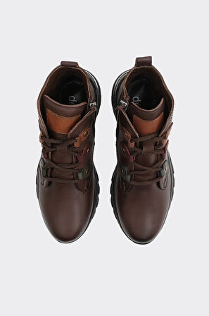 Hakiki Deri Fermuarlı Bağcıklı Kadın Bot 