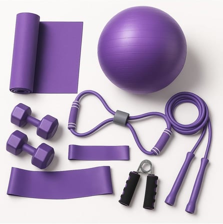 9 Parçalı Pilates Ve Fitness Seti Pilates Minderi, Dambıl, Squat Band Ve Daha Fazlası!, Tek Ebat, KHY-0003LM, Mor