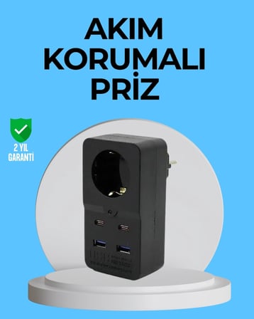 Termal Korumalı Priz Otomatik Çocuk Kilidi 4 Usb Type C