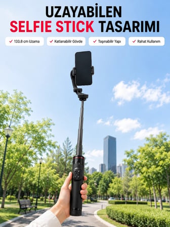 Aı Takipli Gimbal Selfie Stick 360° Otomatik Yüz Takibi Bluetooth Kumandalı Uzayabilir Tripodlu Telefon Sabitleyici