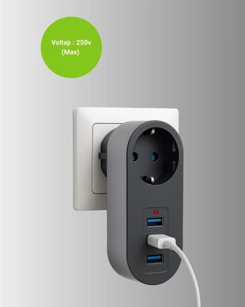 Akım Korumalı Usb’li Priz – Güçlü 2500w, Isı Ve Çocuk Koruması