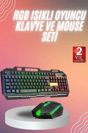 Rgb Işıklı   Klavye Q Klavye Mouse Hediyeli