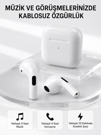 Bluetooth 5.3 Tws Kablosuz Kulak İçi Kulaklık 25 Metre Menzil Şarj Kutulu