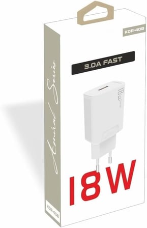 PDAteknoloji 18W Şarj Adaptörü + 3.0A Hızlı Şarj Micro USB Kablo Beyaz KDR-40M (Yerli Üretim) (18w+Micro Usb Kablo)
