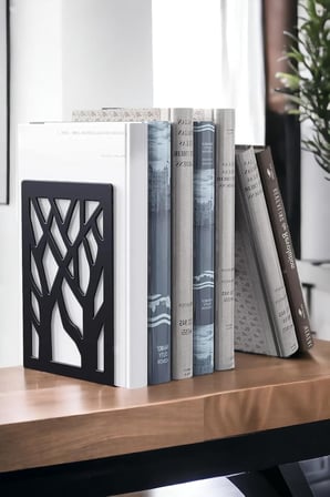 Ağaç Desenli Metal Kitap Tutucu, Metal Kitap Desteği (İkili Set) MK8S