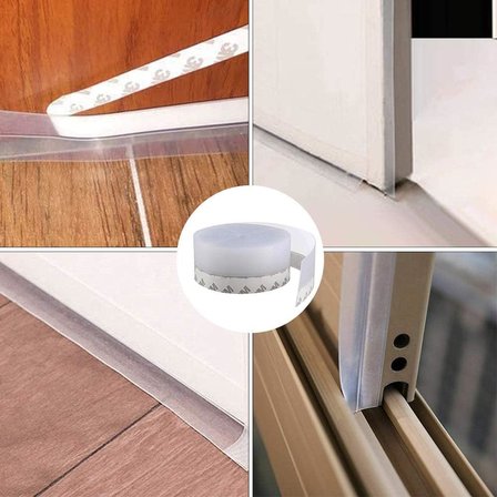 3 ADET Kapı ve Pencereler İçin Rüzgar, Ses, Soğuk Kesici Kendinden Yapışkanlı 3 x 3 mt x 15 mm Şerit Bant, Hava Koşulllarına Dayanıklı Silikon Kapı Altı Şeffaf Şerit, Toz, Böcek Geçirmez