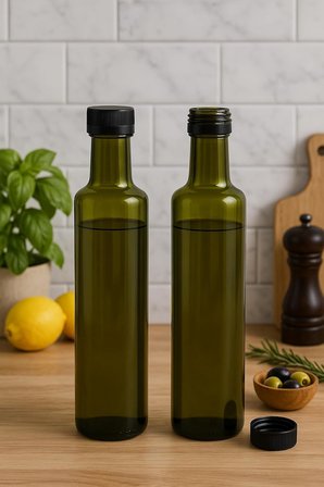 2 Adet Yeşil 500 ml Kilitli Kapaklı Yağ Sirke Şişesi Yağlık Zeytinyağ Sıvıyağ Şeffaf Cam Yağdanlık