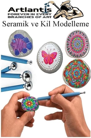 Top Uçlu Seramik ve Kil Modelleme Seti 10lu 1 Paket Polimer Kil Şekillendirme Çömlek Oyma Çiçek Marzipan Mandala Top Ütü