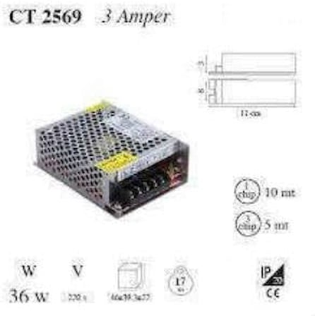 Ct-2559 36 Watt Şerit Led Trafo 3 Amper