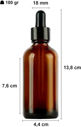 100 ml Metal Kapaklı Damlalık Dropper Şişesi Serum 100 cc Cam Şişe 6 Adet (Siyah Kapak, Amber/Kahverengi)