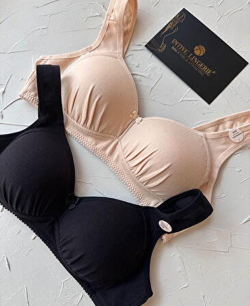 Louisa %85 Pamuklu Balesiz C Cup Toparlayıcı Penye Kalın Askılı 2'li Sütyen