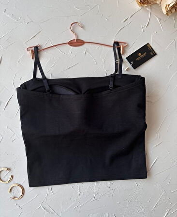 Chole İthal Pamuklu Göğsü Cut-Out Halka Kaplı Detaylı İnce Askılı Ultra Rahat Büstiyer