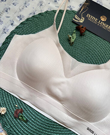 Valentina Fitilli İnce Askılı Hafif Destekli Kopçasız Dikişsiz Lazer Kesim Bralet/Sütyen/Büstiyer