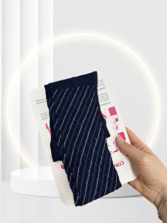 Spiral Navy Burgulu Mavi 20 Den Modern Külotlu Çorap