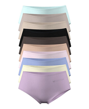 Kozabiat Kaşkorse 10'lu Pamuklu Renkli Yüksel Bel Slip/Bato Paket
