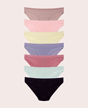 Kozabiat 10'lu Pamuklu Renkli Sade Günlük Kullanım Klasik Basic Külot/Slip Paket 