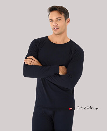 Jiber Erkek Siyah Kışlık Sıcak Tutan Bisiklet Yaka Uzun Kollu Termal Üst- Özel Paketleme-173