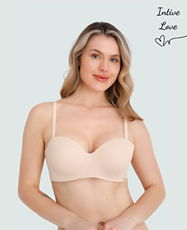 NBB Toparlayıcı Balenli Desteksiz Straplez Sütyen – Askılı & Askısız Kullanım, Siyah Ekru Ten Renk