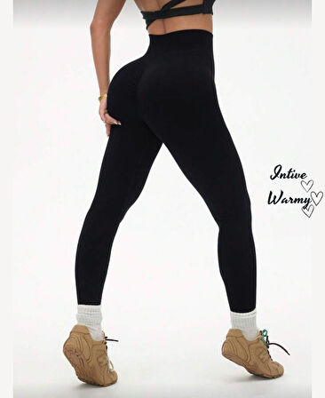 Larosa Siyah Dikişsiz İçi Polar Termal Standart Beden Kışlık Tayt