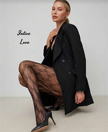 Denise Ribbon Kurdele Desenli File Modern Dantel Görünümlü Külotlu Çorap