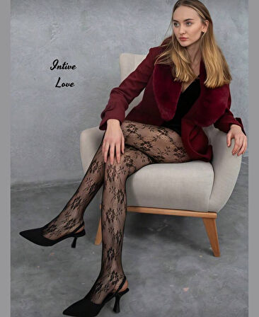 Denise Flower Çiçek Desenli File Modern Dantel Görünümlü Külotlu Çorap