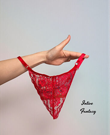 Intive Fantasy Arkası Kelebekli Çift Zincirli Önü Dantelli Ayarlanabilir G-String