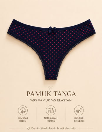 Intive Comfort Desenli Lacivert/Pembe/Kırmızı 3'lü Brazilian/Tanga Set