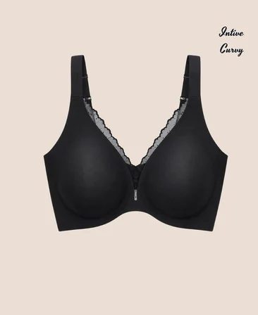 Intive Curvy Önü Transparan Güpür Dantelli V Yaka Dikişsiz Büyük Beden Sütyen (XL-4XL)