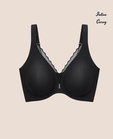 Intive Curvy Önü Transparan Güpür Dantelli V Yaka Dikişsiz Büyük Beden Sütyen (XL-4XL)